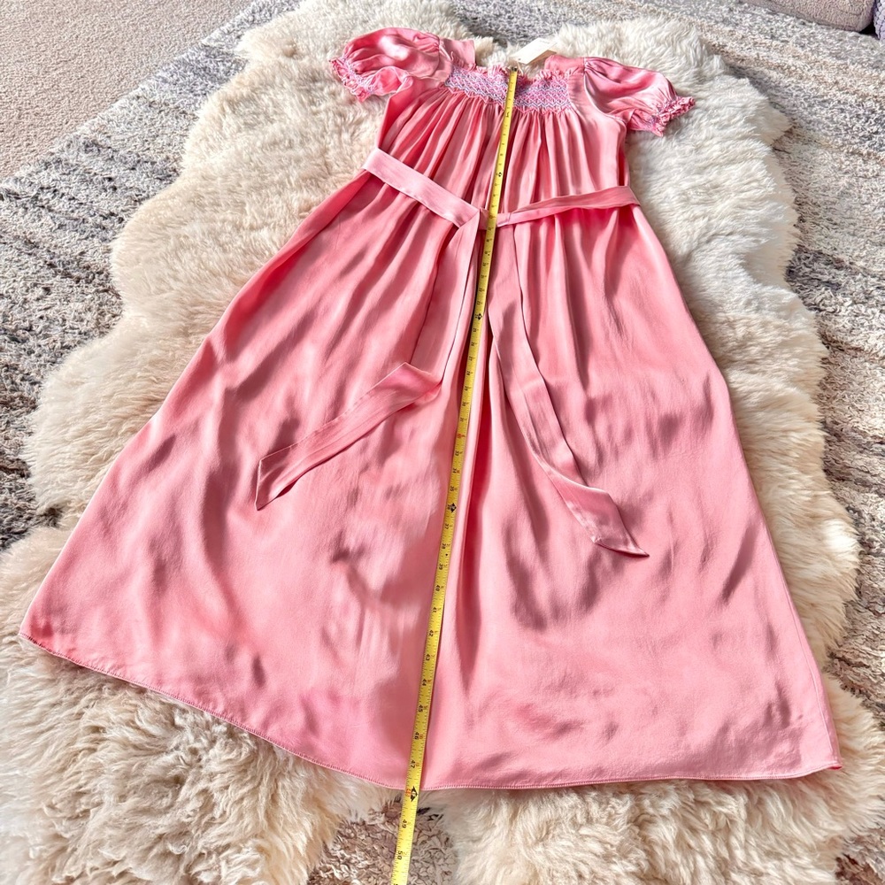 ✨🌸🍧DÔEN ‘Castalia’ Silk Embroidered Smocked Maxi Dress Sunset Pink XS✨ - Picture 9 of 17